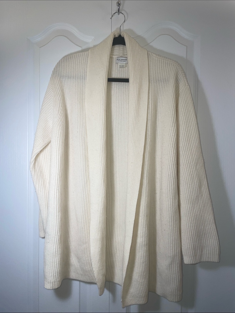Club Monaco 90% Wool 10% Cashmere Ivory Shawl-Collar Cardigan